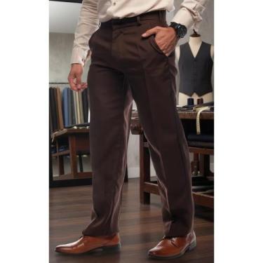 Imagem de Calça Social Oxford Masculina Tradicional Marrom - Congratulations Sto