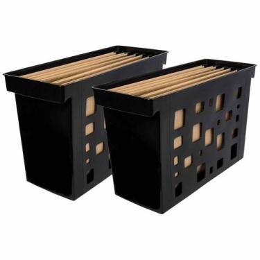 Imagem de Kit 2 Caixa Arquivo Móvel Preto + 6 Pastas Suspensas Kraft Dello - Del