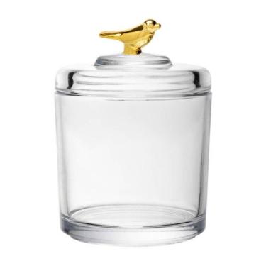 Imagem de Pote Wolff Golden Bird de Cristal Ecológico com Tampa 10,5cm