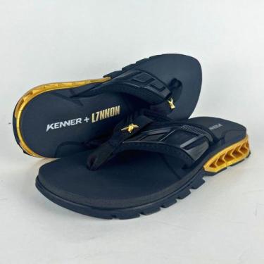 Imagem de Chinelo Sandália Kenner Rakka Full Force L7 Preto Dourado, 38, Padrao