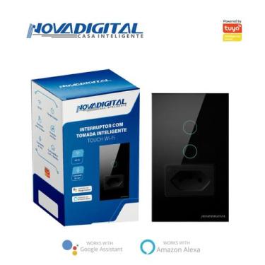 Imagem de Interruptor 2 Botões Touch Tomada 20A Wi-Fi Inteligente NovaDigital PR