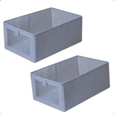 Imagem de Caixa Organizadora para Guarda Roupa Tecido Algodão Kit C/2 - NeoBlue