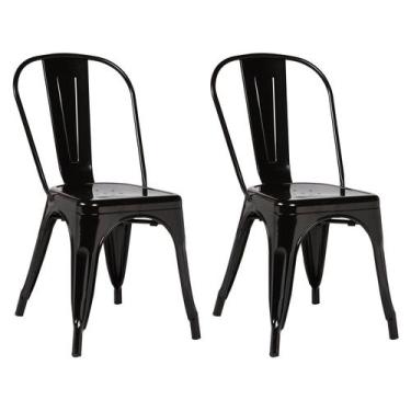 Imagem de Cadeira em Aço com Encosto Tolix Espresso Móveis, Preto, 2