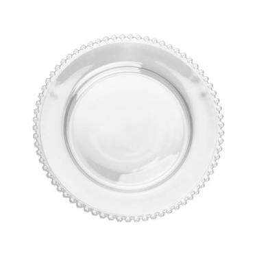 Imagem de Prato Raso de Cristal Wolff Pearl Clear Bolinha Transparente 27cm, Tra