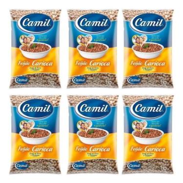 Imagem de Feijão Carioca Tipo1 Camil 1kg Kit C/6