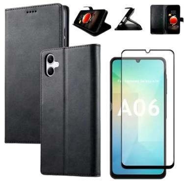 Imagem de Kit Capa Capinha Carteira Para Samsung Galaxy A06 Em Couro Sintético e Película De Vidro 3D