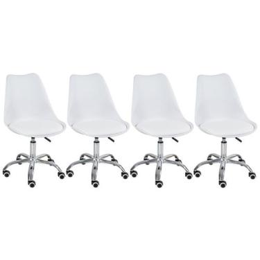 Imagem de Laraz, Kit - 4 x cadeiras de rodízios estofadas Tulipa - Office - Escr