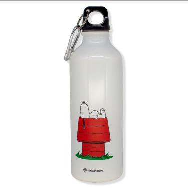 Imagem de Garrafa com Mosquetão Snoopy para Bebidas em Alumínio 500 ml Compacta para Dia a Dia Sn...