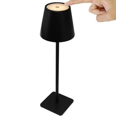 Imagem de Luminária de Mesa Touch LED Dimerizável Portátil Recarregável 3 Temperaturas Preto OEM