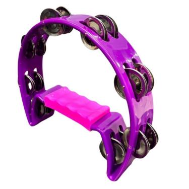 Imagem de Pandeiro Meia Lua Pandeirola Colorido com Som Agudo e Estridente em Policarbonato Lilás OEM