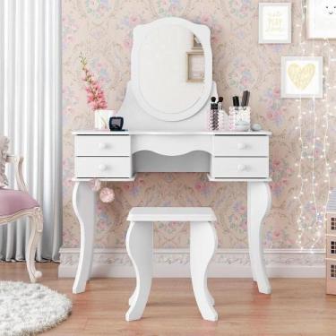 Imagem de Penteadeira 04 Gavetas Princesa Branca Com Banqueta - Patrimar - PATRI