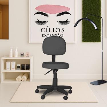 Imagem de Cadeira Mocho Para Salão Estética Cílios Sobrancelha Cinza