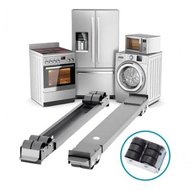 Imagem de Suporte para Eletrodomésticos Higipack de Rodinhas Geladeira Fogao Maquina Lavar Freezer Ajustável 45CM a 70CM Cinza