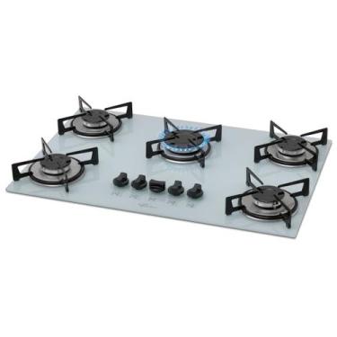 Imagem de Fogão Cooktop Fischer 5Q Gás Mesa Vidro BRANCO, Branco