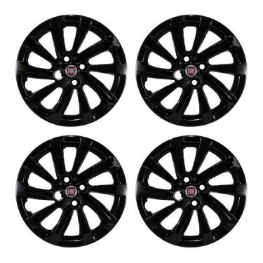 Imagem de Jogo Calota Preta Brilhante Aro 15 Fiat Strada modelo 2021 emblema res