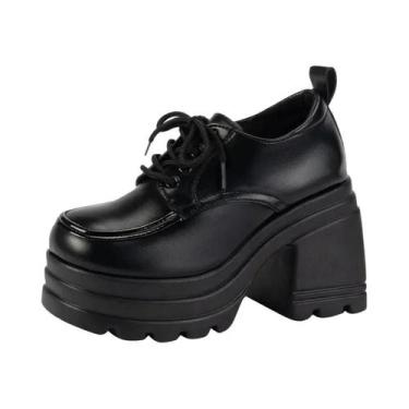 Imagem de Sapatos Lolita Mary Jane Femininos Com Cadarço, Plataforma E Salto Alt
