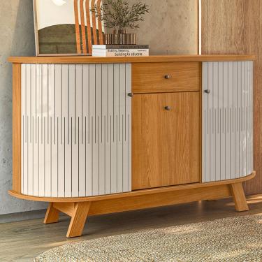 Imagem de Aparador Buffet Para Sala de Jantar Orgânico 2 Portas Gadi M07 Cinamomo Off White - Lyam Decor