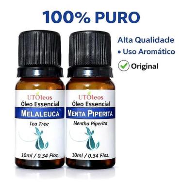 Imagem de Kit Óleos Essenciais Melaleuca + Menta Piperita 10ml Puro, aroma refre