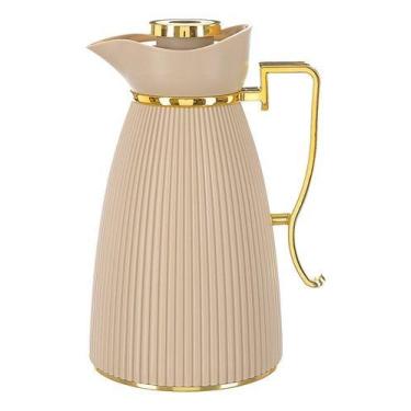 Imagem de Garrafa Térmica 1L Nude Cabo Dourado Bebidas Quentes ou Frias Chá Café
