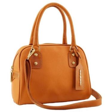 Imagem de Bolsa feminina de Couro legítimo cor laranja TAM P - Arzon