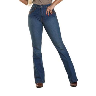 Imagem de Calça Country Feminina Jeans Flare Premium PLUS SIZE Destroyed Médio -