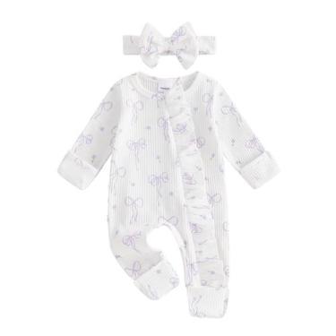 Imagem de Macacão Outfit allshope Newborn Baby Girl com estampa de laço 0-3M
