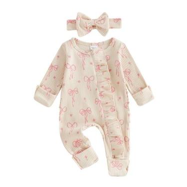 Imagem de Macacão Outfit allshope Newborn Baby Girl com estampa de laço 0-3M