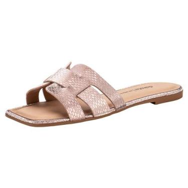 Imagem de Tamanco feminino flat dakota y8041, Ouro, Rosado, 38