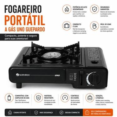 Imagem de Fogareiro Fogão Portátil Camping Uno Guepardo a Gás Compacto Preto