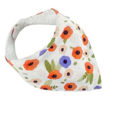 Imagem de Babador Bandana Slim - Floral Laranja - 1 peça - CRIVALE