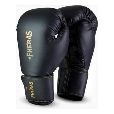 Imagem de Luva de Boxe Pro Golden - Fheras, Preto, Dourado, 14 ONÇAS