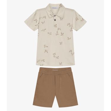 Imagem de Conjunto Infantil Polo Com Bermuda Trick Nick Bege