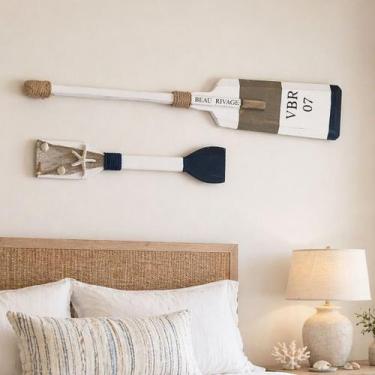 Imagem de Remos Decorativo Enfeite Parede Casa Praia Madeira Kit 2pçs - Genérico