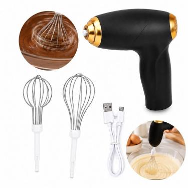 Imagem de Batedeira Elétrica Portátil sem Fio Mini Completa Mixer Misturador ABS e Aço Inoxidável 2 Fouets USB Recarregável Yeet