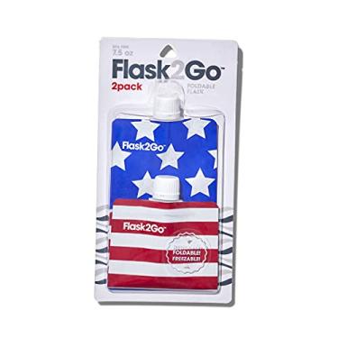 Imagem de Flask2Go - O frasco flexível dobrável para uso não autorizado, acampamento e shows, pacote com 2, estrelas e listras