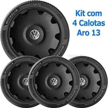 Imagem de 4x Calota VW GOL PARATI G3 G4 Aro 13 Preto com Emblema 573ar