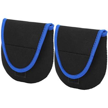 Imagem de Keenso Capa para vara de pesca, 2 peças de capa impermeável para molinete giratório forte de neoprene, bolsa de armazenamento leve para acessórios de pesca