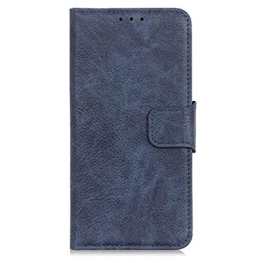 Imagem de Capa carteira para Google Pixel 6/6 Pro, suporte de cartão de couro premium, suporte para dinheiro, capa flip magnética à prova de choque, azul, Pixel 6 Pro 6,7 polegadas