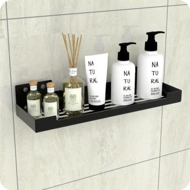 Imagem de Porta Shampoo Com Ventosa Suporte Banheiro Preto ELG