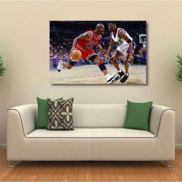 Imagem de Quadro Michael Jordan Jogando decorativo Tela em Tecido