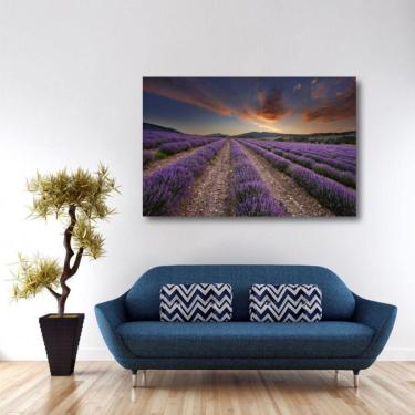 Imagem de Quadro Flores Roxas Paisagem Tela em Tecido