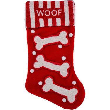 Imagem de Bota Meia Natalina Decoração Tecido Woof Woof 48cm