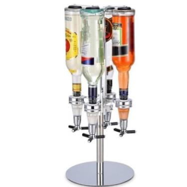 Imagem de Dispenser Dosador Porta Bebidas Giratório 4 Garrafas Inox DDT
