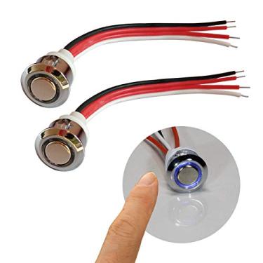 Imagem de IKSACE Interruptores de escurecimento contínuos de LED de 12v para lâmpada de casa inteligente, CC 5V a 24V, LED azul sempre ligado, à prova de respingos, adequado para orifício de montagem de 17 mm de 1,6 cm, pacote com 2