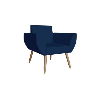 Imagem de Poltrona Decorativa Flora Pés Palito Suede Azul Marinho - DS Estofados