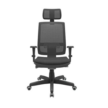 Imagem de Cadeira Escritório Presidente Brizza Plaxmetal Autocompensador Slider Braço 3D Rodízios PU Apoio Cabeça Preta