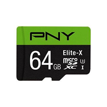 Imagem de PNY Cartão MicroSDXC Elite-X de 64 GB com adaptador - UHS-I, U3 - até 90 MB/seg (P-SDU64U390EX-GE)