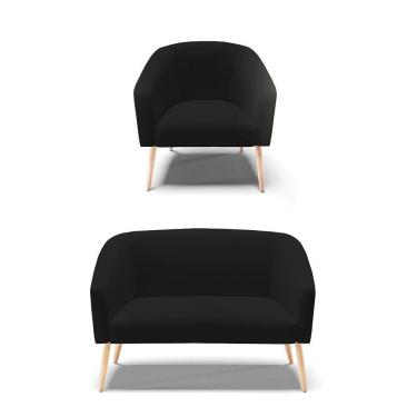 Imagem de Kit 01 Namoradeira 02 Lugares E 01 Poltrona A79 Preto