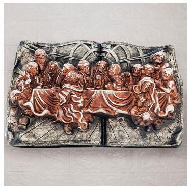 Imagem de Decoração Enfeite Natal Placa Santa Ceia Natalina 39cm