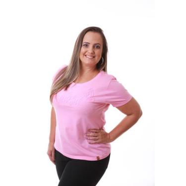 Imagem de Camiseta Feminina Rosa Claro Estampa Beautiful Relevo - Rico Sublime